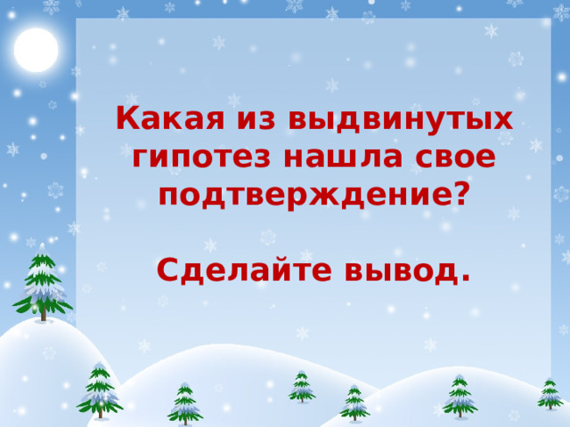 Какая из выдвинутых гипотез нашла свое подтверждение? Сделайте вывод.