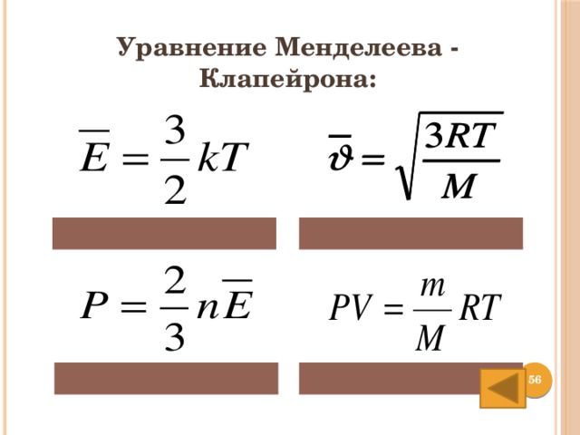Уравнение Менделеева - Клапейрона: