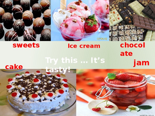 sweets chocolate Ice cream Try this … It’s tasty! jam cake