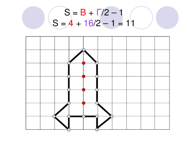 S = В +  Г /2 – 1  S = 4 +  16 /2 – 1 = 11