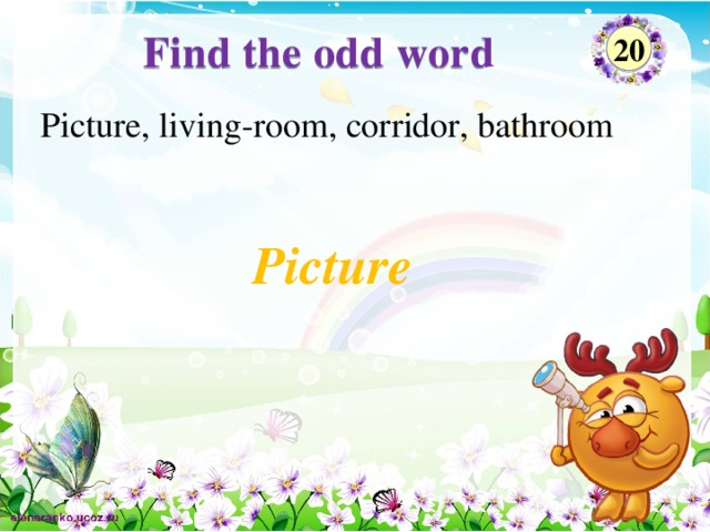 Find the odd word 20 Picture, living-room, corridor, bathroom Picture