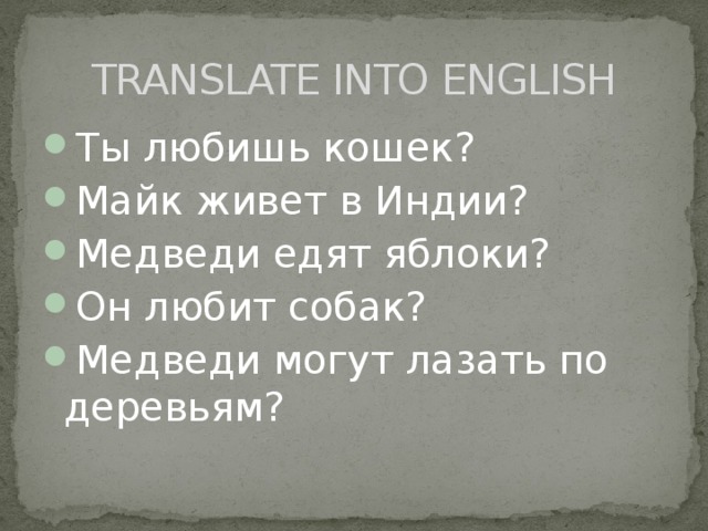 TRANSLATE INTO ENGLISH