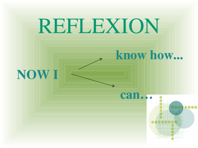 REFLEXION  know how... NOW I  can…