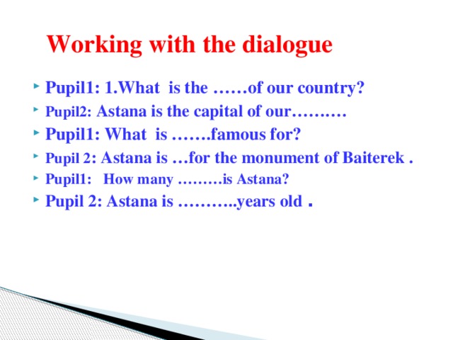 Working with the dialogue
