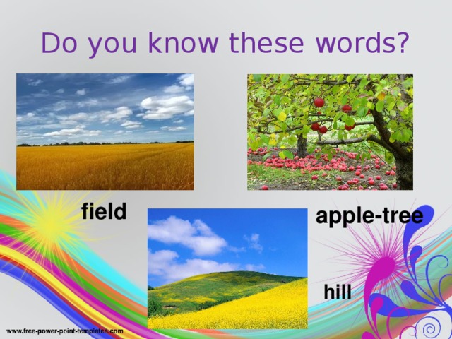 Do you know these words? field apple-tree hill
