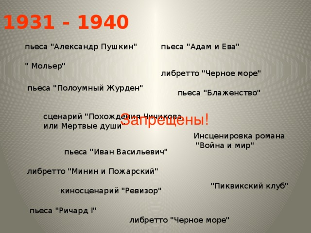 1931 - 1940 пьеса 