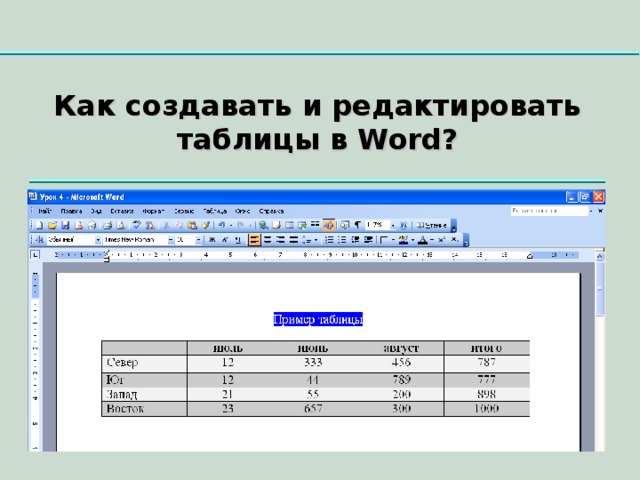 Как создавать и редактировать таблицы в Word ?