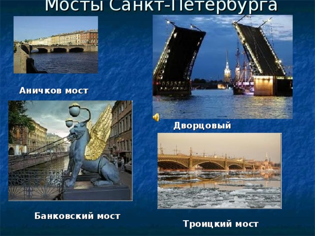 Мосты Санкт-Петербурга Аничков мост Дворцовый мост Банковский мост Троицкий мост