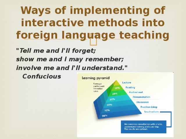 Ways of implementing of interactive methods into foreign language teaching 