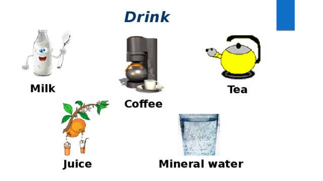 Drink Milk Tea Coffee Mineral water Juice