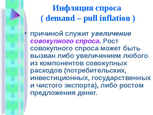 Инфляция спроса  ( demand – pull inflation )
