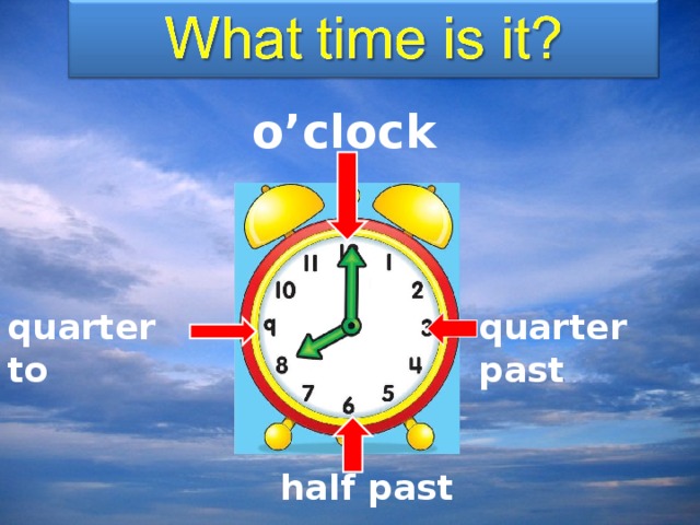 o’clock quarter past quarter to half past