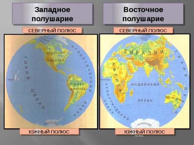 Карта полушарий с названиями материков 4 класс