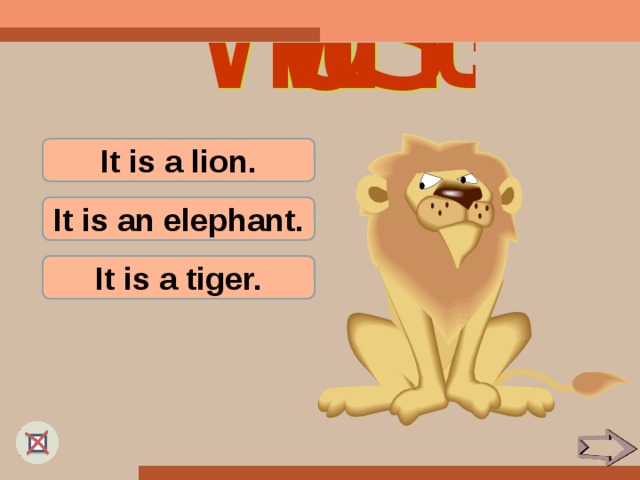 It is a lion. It is an elephant. It is a tiger.