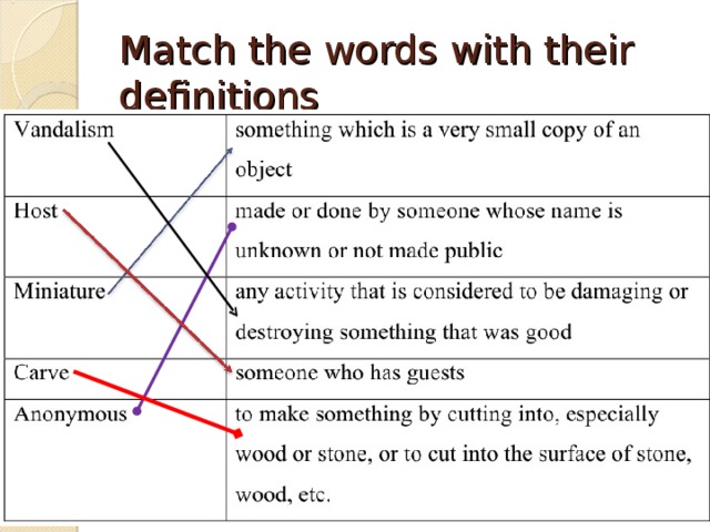 Match the words with their definitions