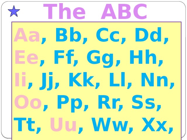 The ABC Aa , Bb, Cc, Dd, Ee , Ff, Gg, Hh, Ii , Jj, Kk, Ll, Nn, Oo , Pp, Rr, Ss, Tt, Uu , Ww, Xx, Zz