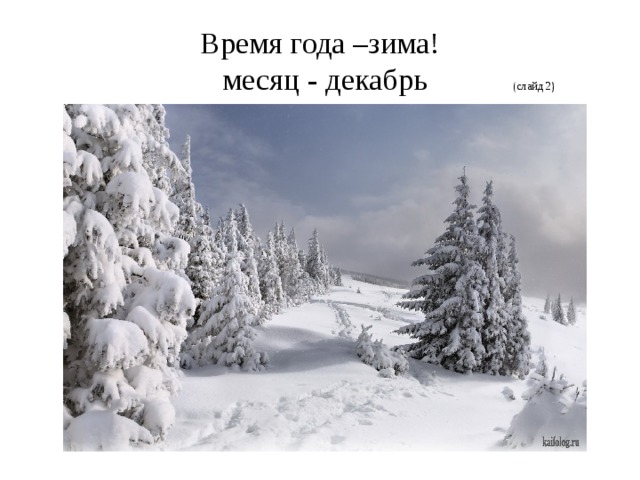 Время года –зима!  месяц - декабрь (слайд 2)