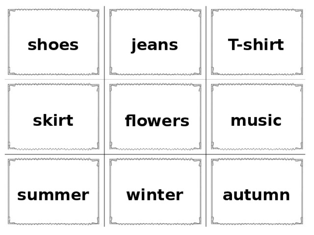 shoes jeans T-shirt skirt music flowers summer winter autumn