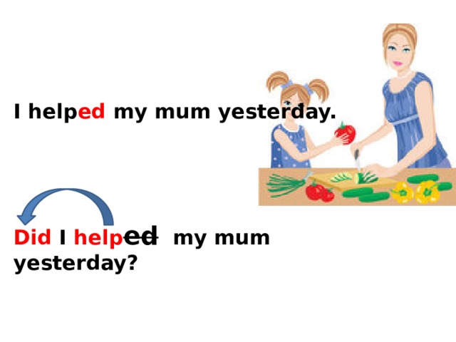 I help ed my mum yesterday.     Did I help ed  my mum yesterday?