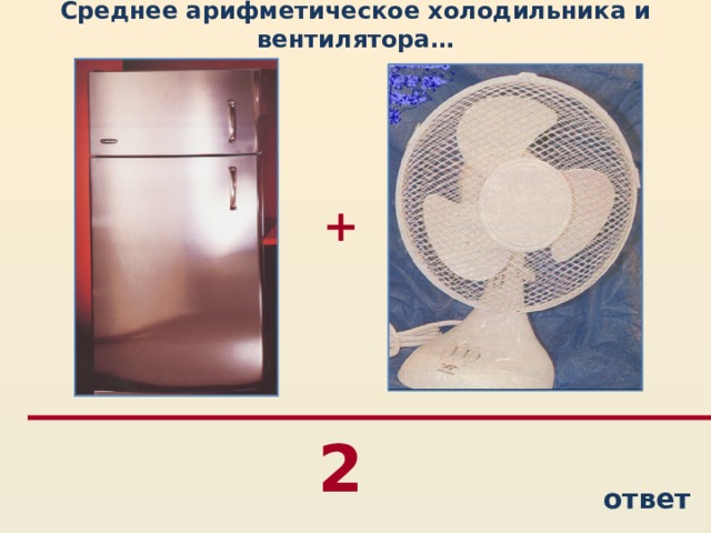 Среднее арифметическое холодильника и вентилятора… + 2 ответ