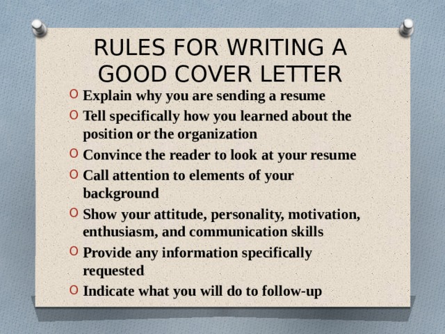 RULES FOR WRITING A GOOD COVER LETTER