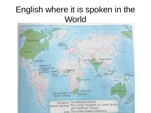 English where it is spoken in the World