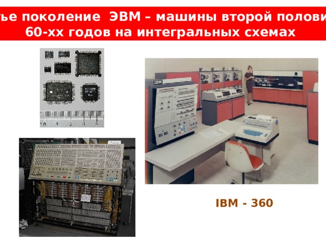 Третье поколение ЭВМ – машины второй половины 60-хх годов на интегральных схемах IBM - 360