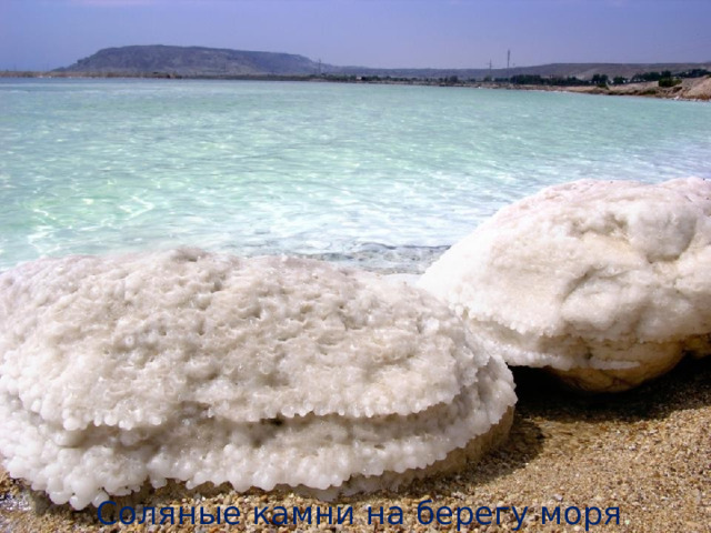 Соляные камни на берегу моря .