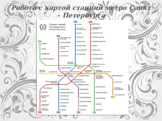 Работа с картой станций метро Санкт – Петербурга