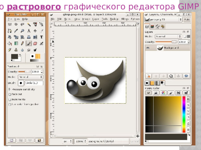 Окно растрового графического редактора GIMP