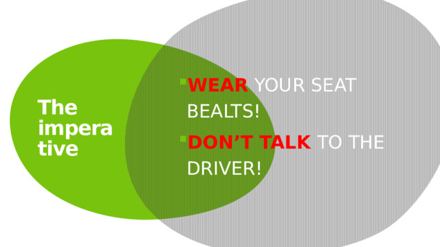 WEAR YOUR SEAT BEALTS! DON’T TALK TO THE DRIVER!