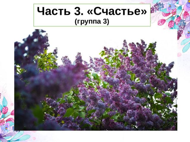 Часть 3. «Счастье»  (группа 3)