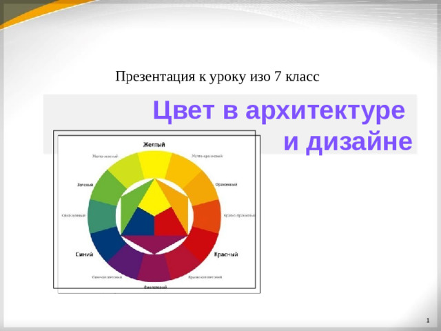 Презентация к уроку изо 7  класс Цвет в  архитектуре и  дизайне   Цветовой  круг