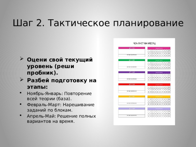 Шаг 2. Тактическое планирование